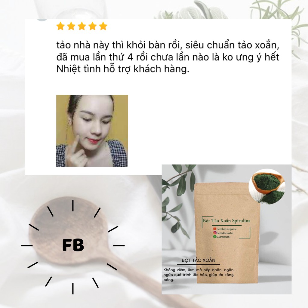 BỘT TẢO XOẮN SPIRULINA NGUYÊN CHẤT CHỐNG LÃO HÓA DA HANDMADE