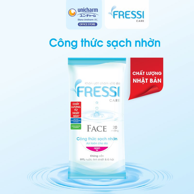 Combo 4 gói khăn ướt chăm sóc da Fressi Care Face 20 miếng/gói
