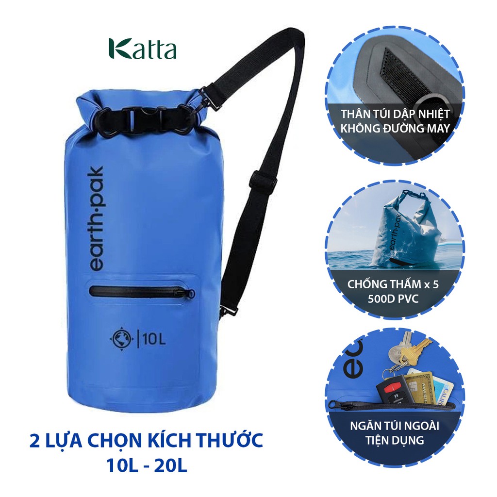 Balo đi phượt, leo núi, du lịch chống thấm nước 500D PVC có đai trợ lực ngực Made in Vietnam_Katta_V01_PK160