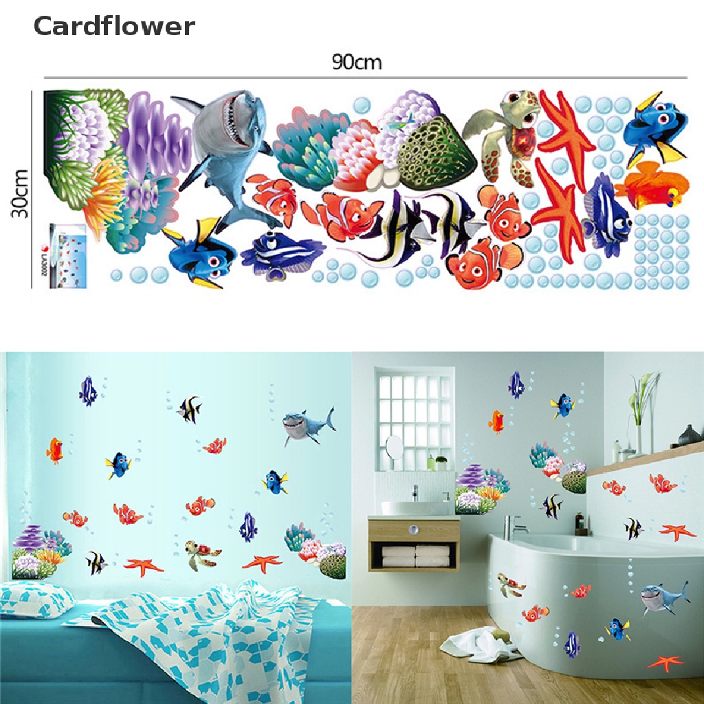 Giấy Dán Tường Hình Cá Hoạt Hình Trang Trí Phòng Tắm