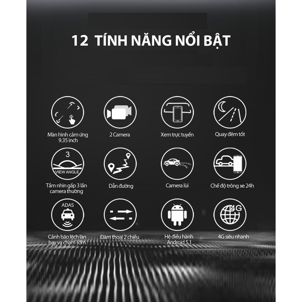 Camera hành trình Android kẹp gương Wintosee A07 4G/GPS/Wifi/ADAS 10 inch