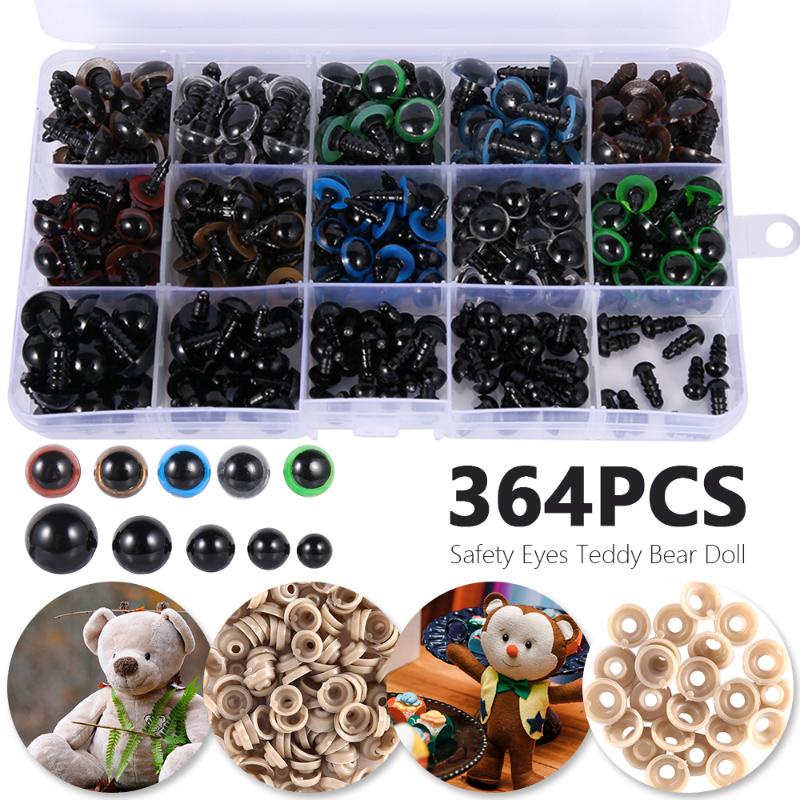 JPRICE Set 364 Mắt Nhựa Nhiều Màu Có Vòng Đệm Mũi 6mm Đến 12mm