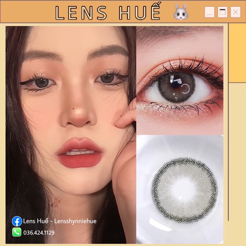 ✨ Lens Gray - Kính áp tròng size S - tây nhẹ pha xanh - Lens Huế