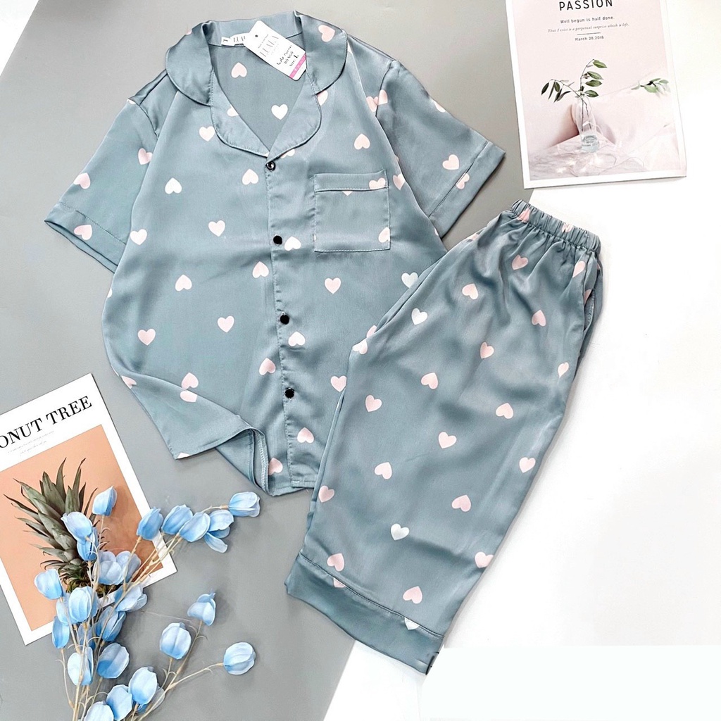 Pijama lụa lửng latin satin phối hàn cao cấp loại 1❤️freeship❤️mềm mịn, thoáng mát❤️bao đẹp❤️