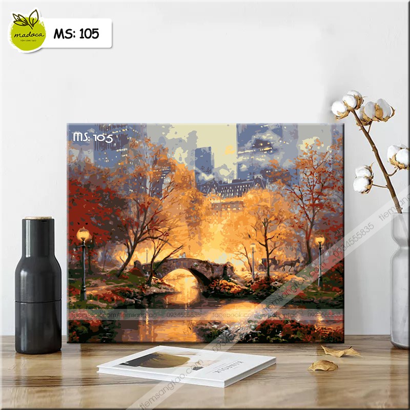 Tranh tô màu 40x50cm có khung Thành phố hoàng hôn T105