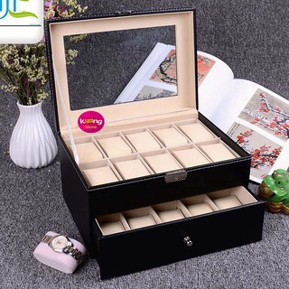 Hộp đựng đồng hồ ♥️ Freeship ♥️ Hộp đựng cho 20 chiếc đồng hồ bằng da có 2 ngăn trên dưới