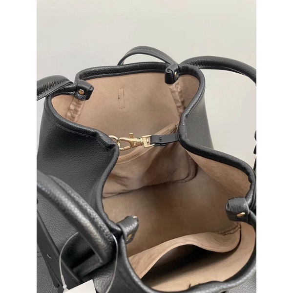 TNS-Túi bucket xách tay  leather bucket bag--tone nâu tỉramisu sang trọng