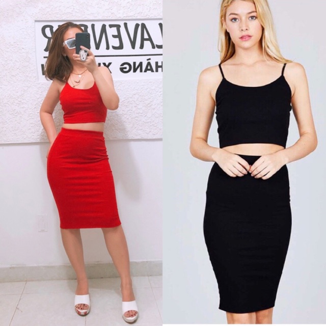 SET ÁO DÂY VÀ CHÂN VÁY BÚT CHÌ