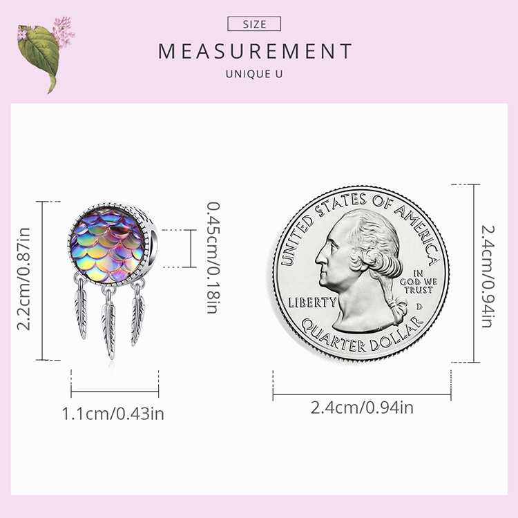 Mặt phụ kiện xỏ vòng tay BAMOER SCC1985 bằng bạc 925 tạo hình dreamcatcher sang trọng