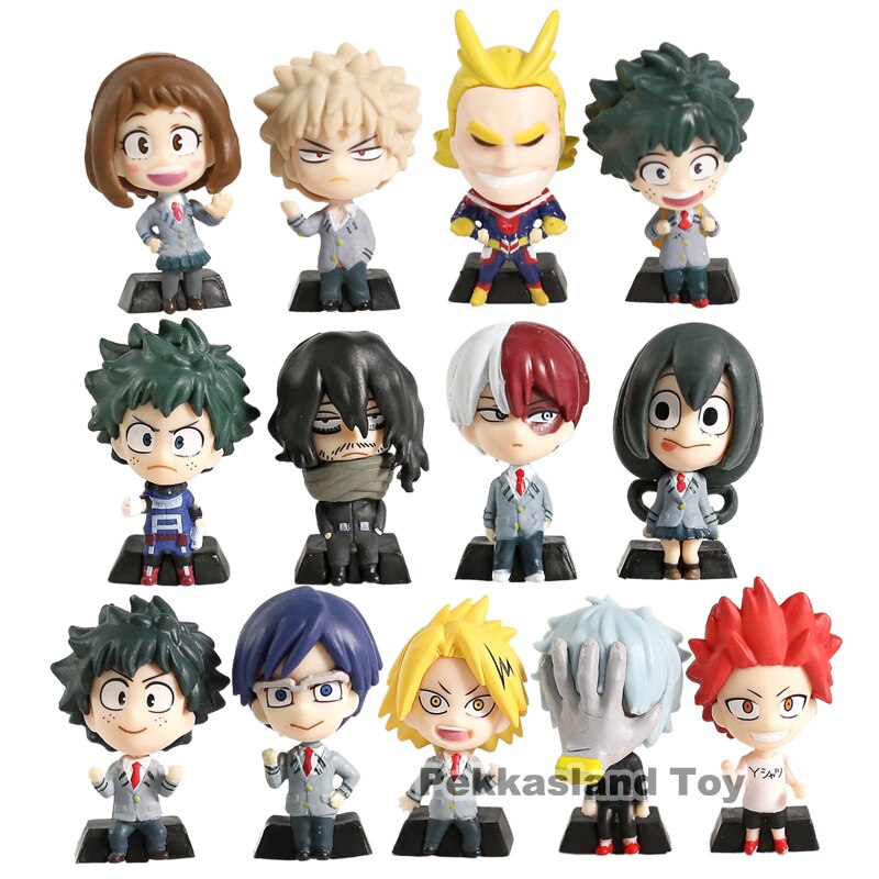 My Hero Giới Học Thuật Izuku Midoriya Todoroki Shoto Asui Tsuyu Kaminari Denki Kirishima Eijiro Mini PVC Nhân Vật Đồ Chơ