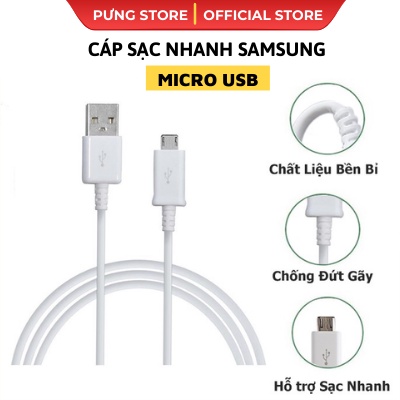 Dây cáp chân dẹt cổng Micro USB, hỗ trợ sạc nhiều dòng điện thoại, loa đài, máy nghe nhạc, bảo hành 1 tháng - pungshop
