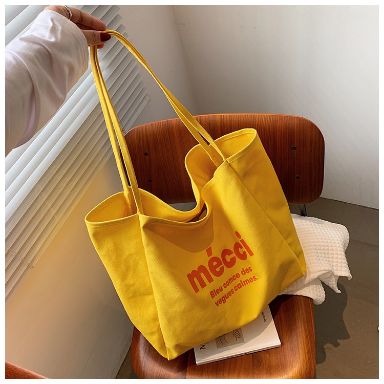 Túi Xách Canvas Cỡ Lớn In Chữ Phong Cách Nhật Bản