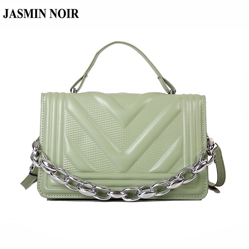 Túi Đeo JASMIN NOIR chéo nắp lật họa tiết sọc phối xích thời trang cho nữ