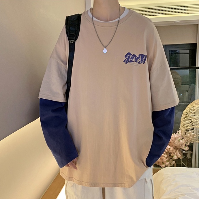 Áo thun IFNICEFUTURE bằng cotton tay dài dáng rộng cỡ lớn thời trang phong cách Hong Kong Hàn Quốc cho nam nữ