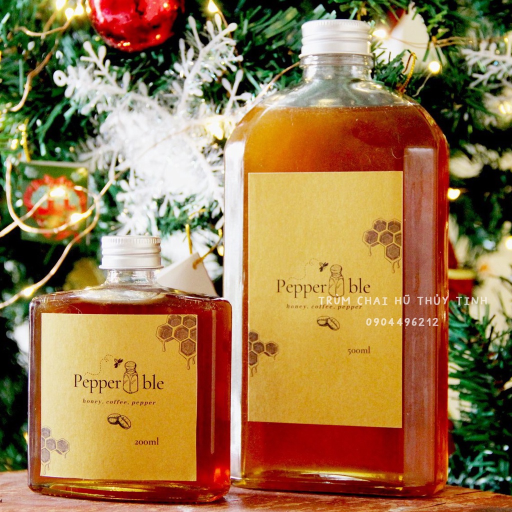 Chai thủy tinh dẹt vai vát nắp nhôm 500ml  - Đựng cà phê, nước ép, cold brew,...
