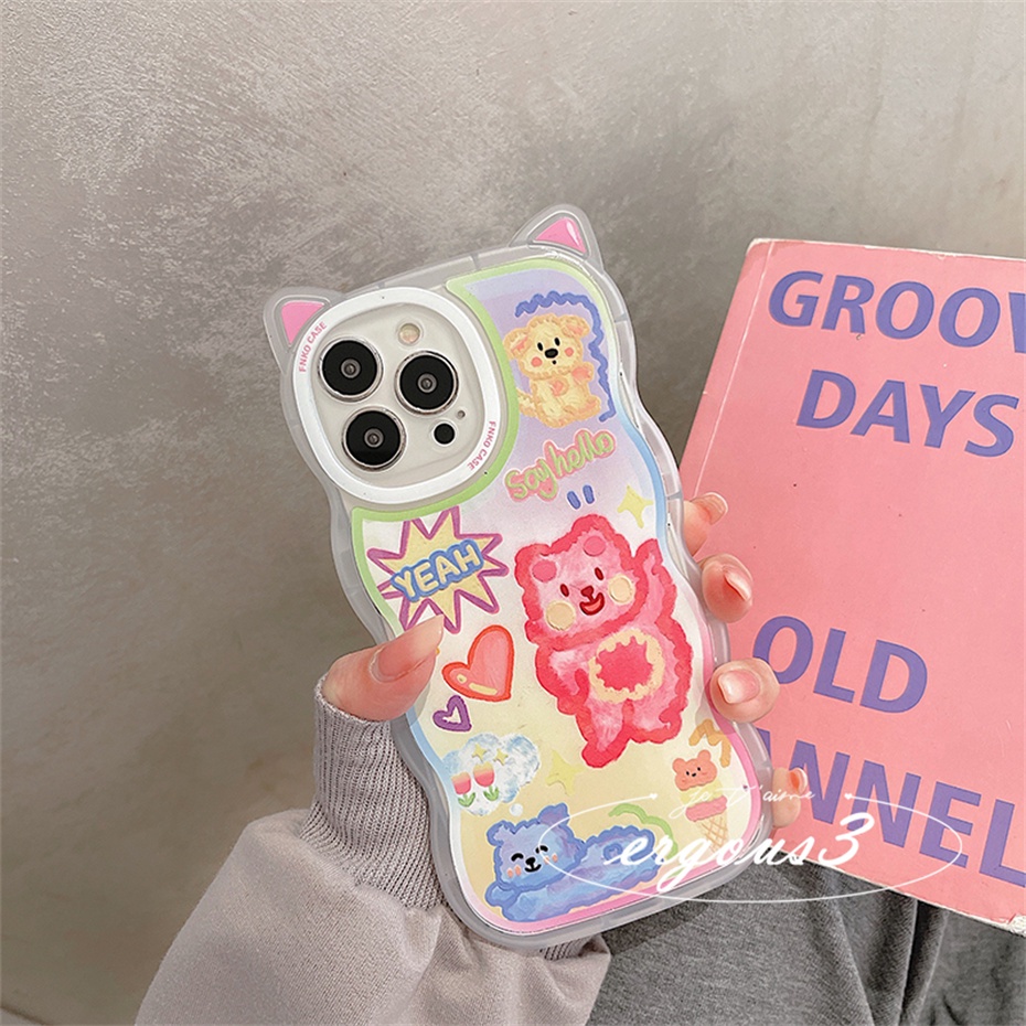 Cat EarỐp Điện Thoại Mềm Hình Tai Mèo / Gấu Nhiều Màu Cho iPhone 14 13 12 11 Pro Max SE2020 X XR Xs Max 7 8 6 6s Plus