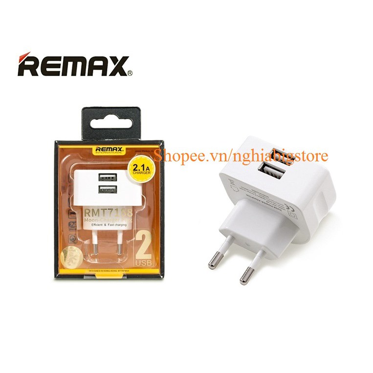 Cục Sạc Điện Thoại Và Máy Tính Bảng 2 Cổng USB Remax 2.1A