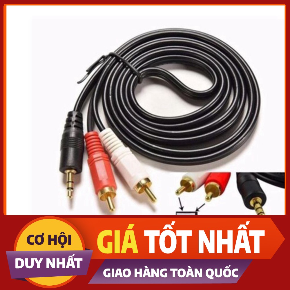 Cáp loa đầu Jack 3.5mm ra 2 đầu hoa sen AV dài 1.5 mét