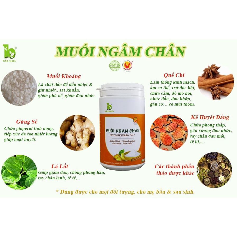 [CHÍNH HÃNG] - Muối ngâm chân, giảm đau nhức, khử mùi hôi Bảo Nhiên