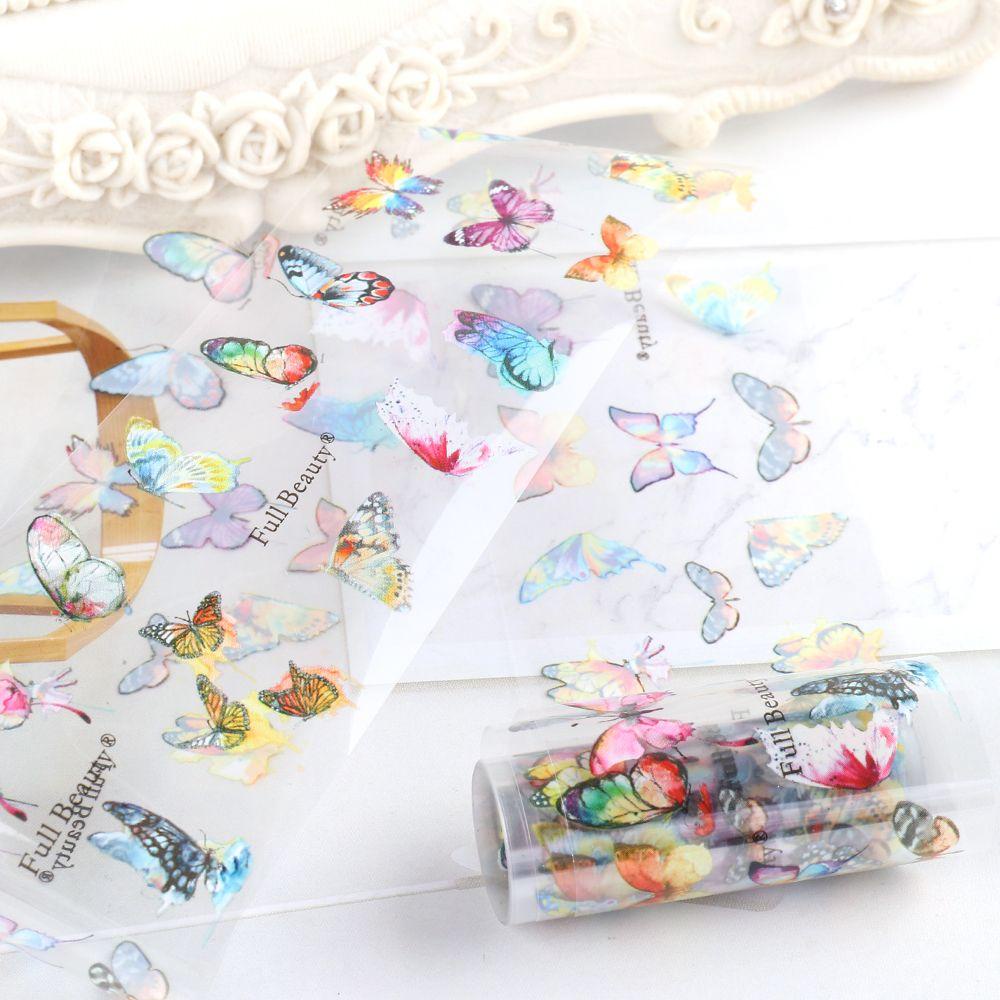 10 Cuộn Giấy Foil Dán Móng Nghệ Thuật Họa Tiết Bướm Mới