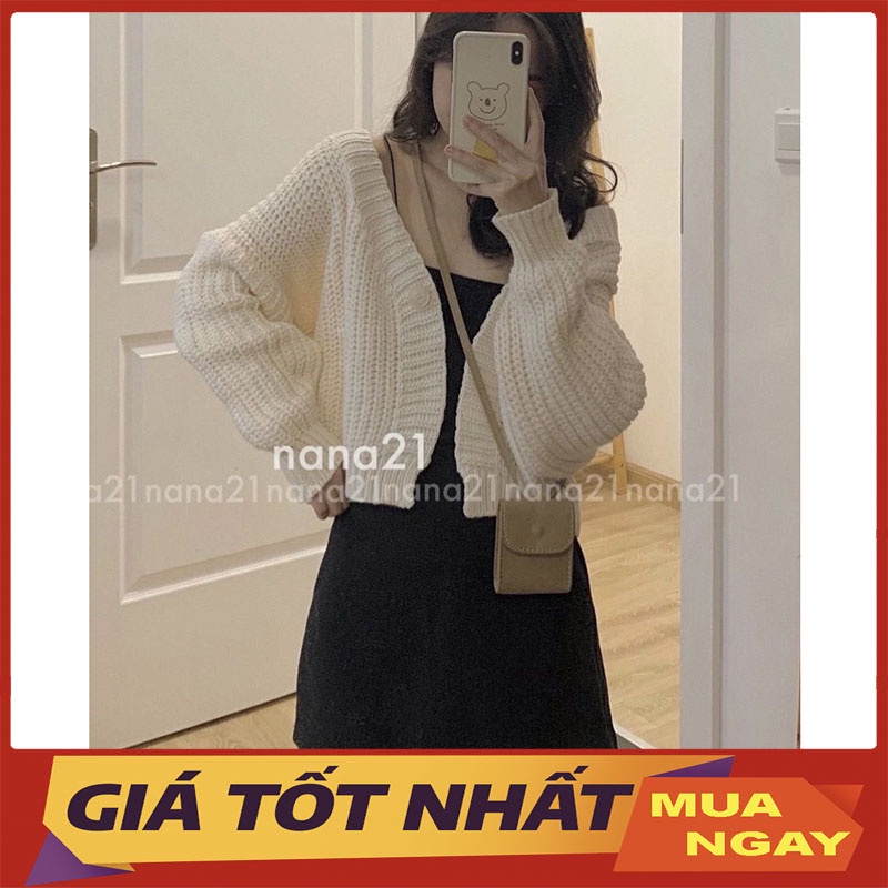 Áo Khoác Cardigan Len Hạt Gạo Dày Dặn Dáng Croptop M0521