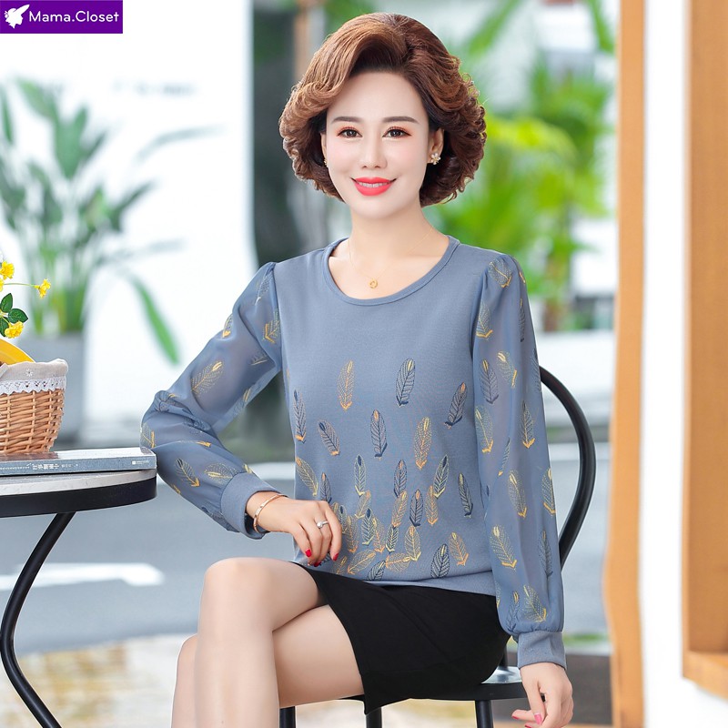 #F2027 ÁO VOAN CỔ TRÒN HỌA TIẾT ĐƠN GIẢN 3 MÀU SANG TRỌNG QUÝ PHÁI DÀNH CHO NGƯỜI TRUNG NIÊN HOT NHẤT 2021 &lt;3