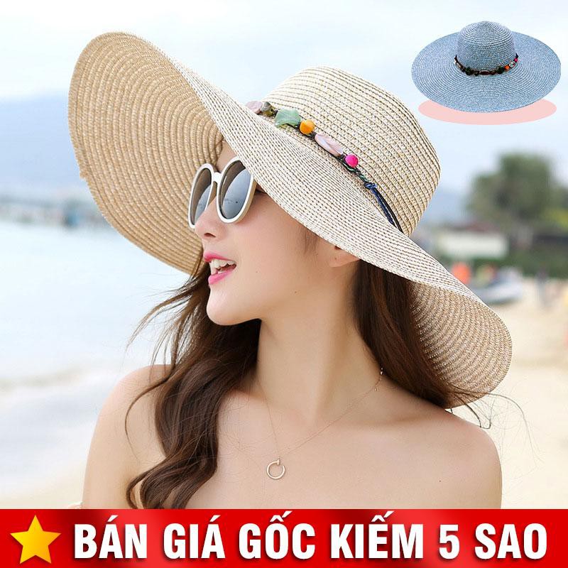 Nón Cói Vành Rộng Đi Biển Phối Vòng Sỏi Siêu Chất P1784