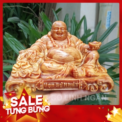 Tượng Di lặc vạn sự như ý gỗ huyết long