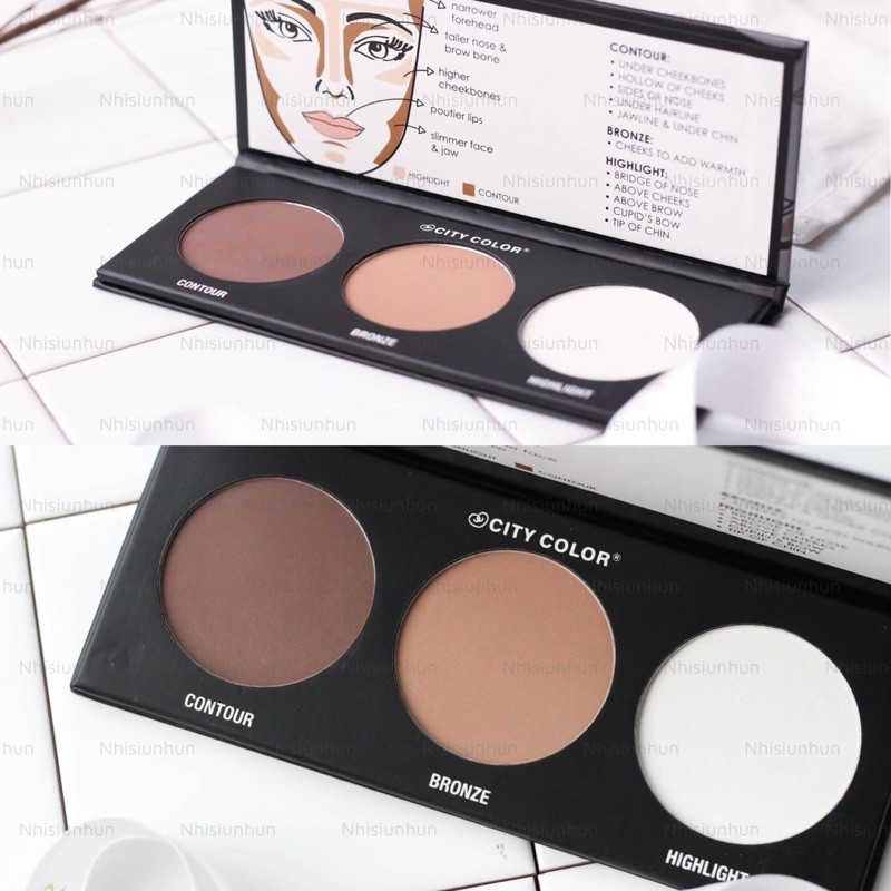 Bảng Tạo Khối Và Phấn Má 3 Ô City Color Contour &amp; Define Palette