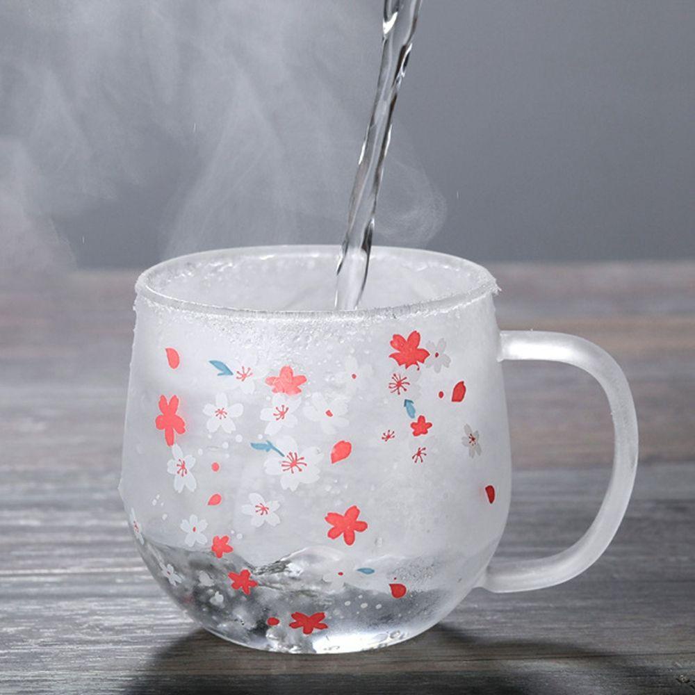 Cốc Thủy Tinh Chịu Nhiệt Có Ngăn Lọc Trà / Cà Phê / Sữa / Nước Ép Hoa Anh Đào