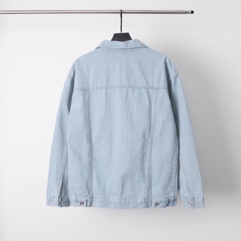 Áo khoác jean xanh bạc basic màu đẹp KPis Clothes form rộng oversize nam nữ sale 50%