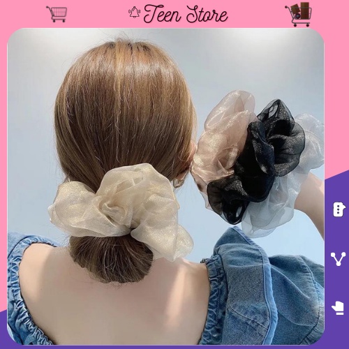 Dây buộc tóc Scunchies óng ánh dà cho bạn gái , phong cách Tiểu Thư Hàn Quốc
