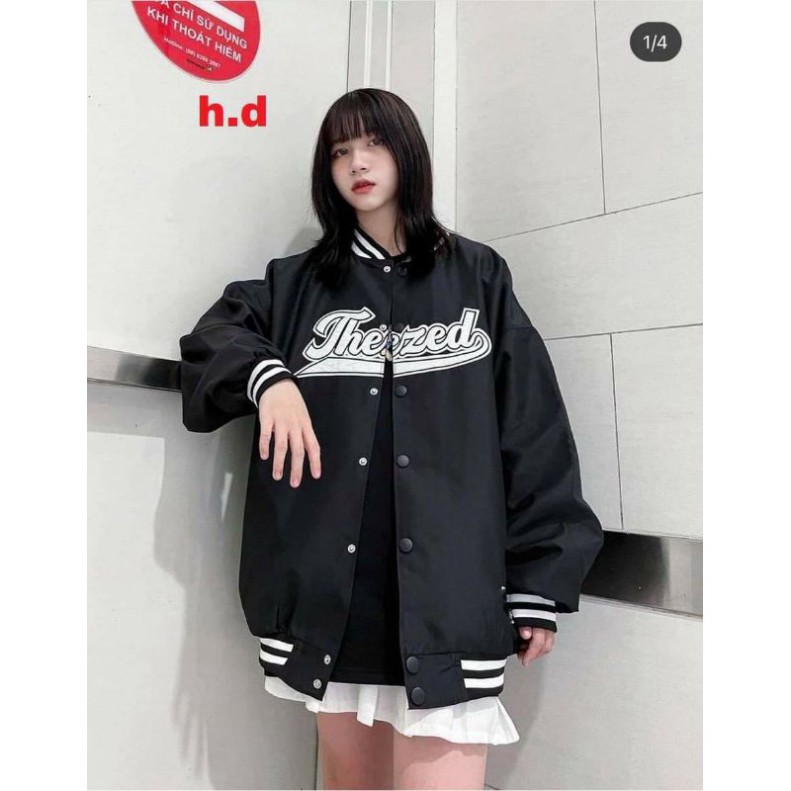 (Rẻ Vô Địch) Áo Bomber gió THE ZED in ngực ❤ Áo khoác jacket form thụng nam nữ unisex phong cách Hàn Quốc