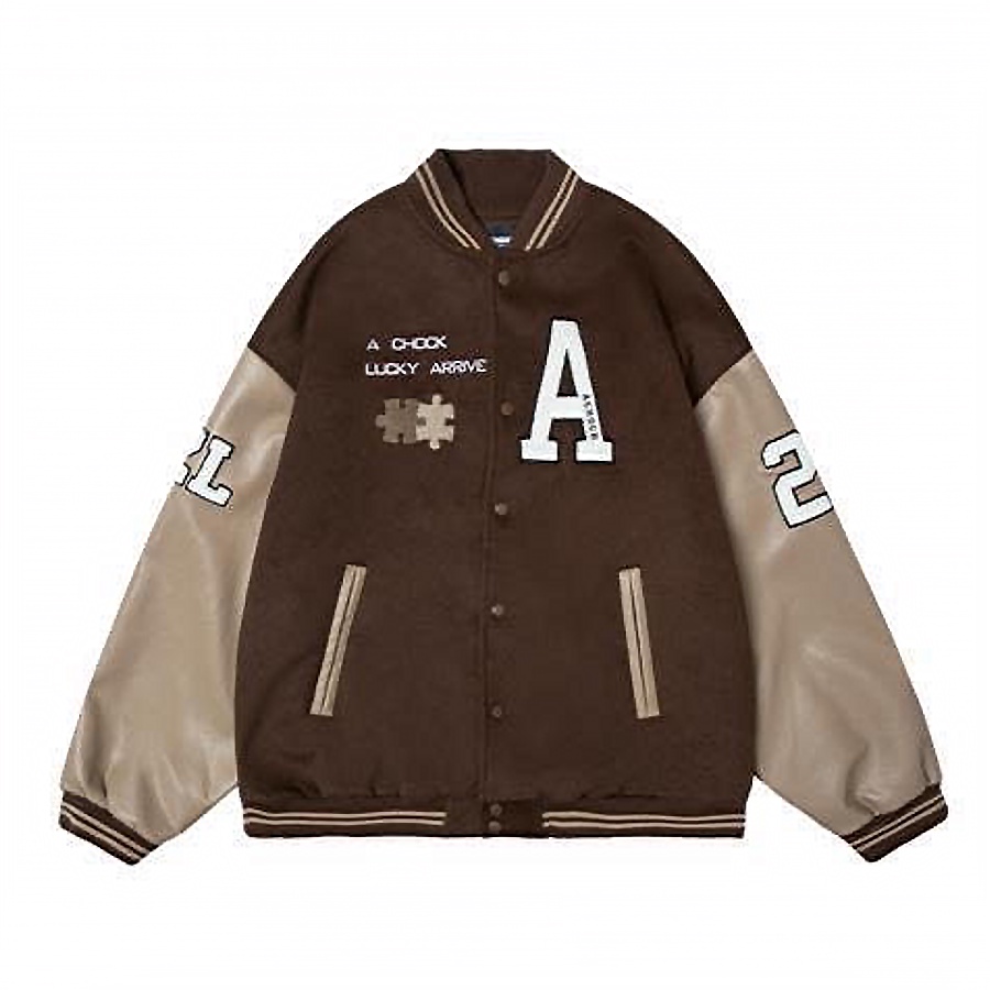 Áo khoác bomber varsity nam nữ màu nâu hot trend 2022 2 lớp Ulzzang Unisex - All.Streetwear