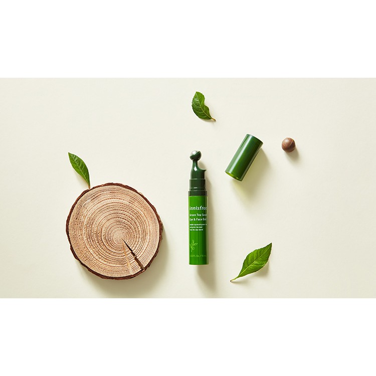 MẪU MỚI 2021 Kem mắt kèm đầu lăn massage Innisfree Green Tea Seed Eye &amp; Face Ball