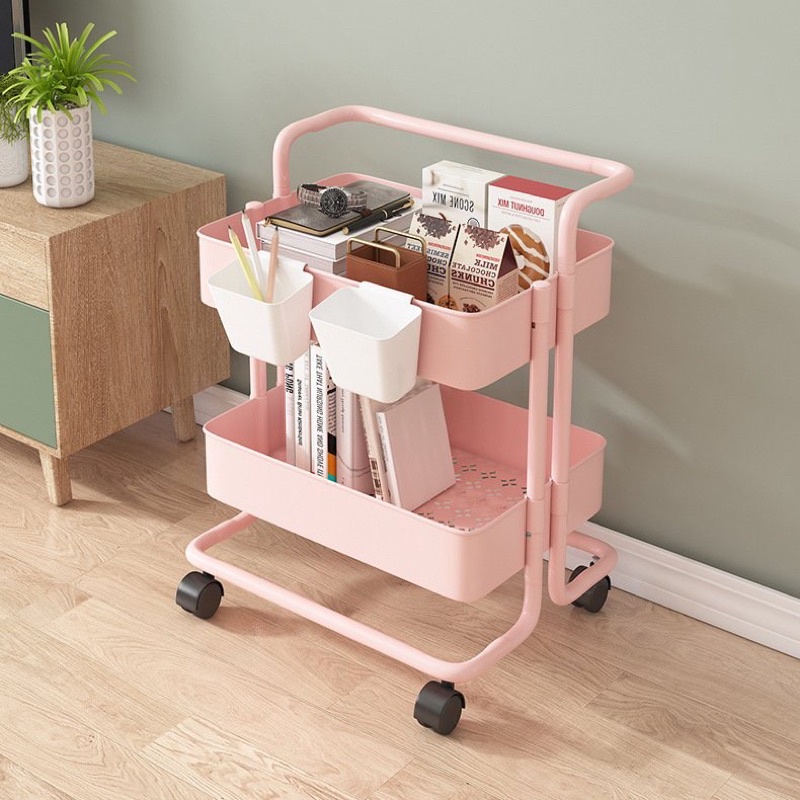 Kệ đa năng 3 tầng vintage có bánh xe di dộng trang trí phòng khách phòng ngủ góc học tập - Daisy.decor