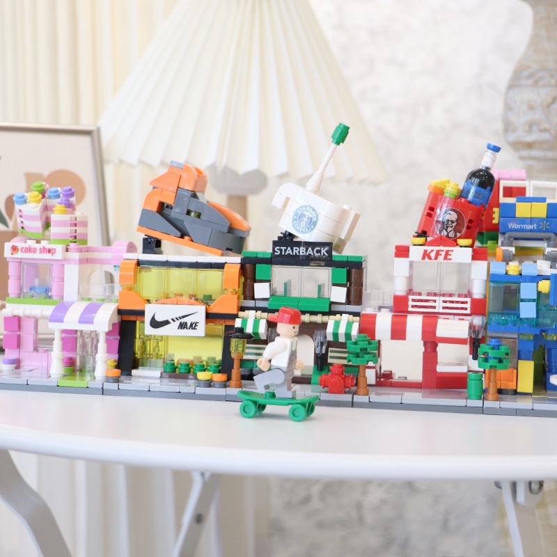 🔥READY STOCK🔥164PCS Mini Lego City Street View Building Blocks McDonald’s House Model Building Blocks Compatible with LeGo Toys