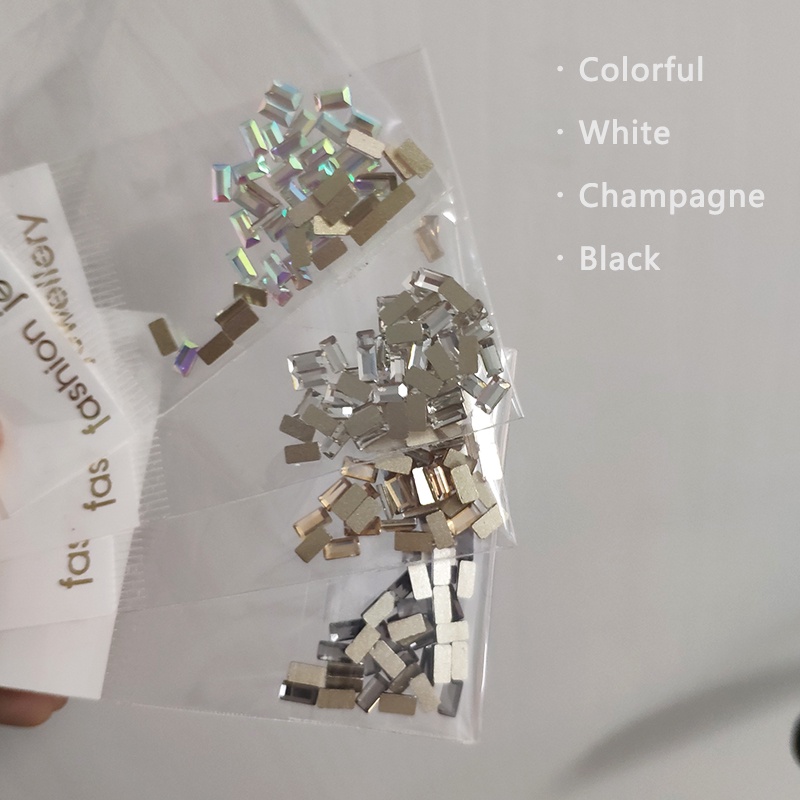 Bộ 50 Hạt Đá 3D Dài Mặt Kính Phẳng Tự Trang Trí Móng Tay