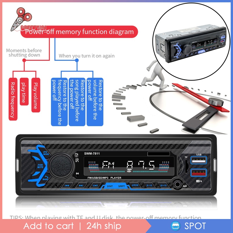 Máy Nghe Nhạc Mp3 12v Bluetooth Cổng Usb Có Điều Khiển Bằng Giọng Nói Cho Xe Hơi 1