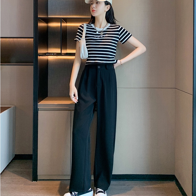 SUXI Quần ống rộng Lưng Cao Màu Sắc Vintage Thời Trang Mùa Hè Cho Nữ