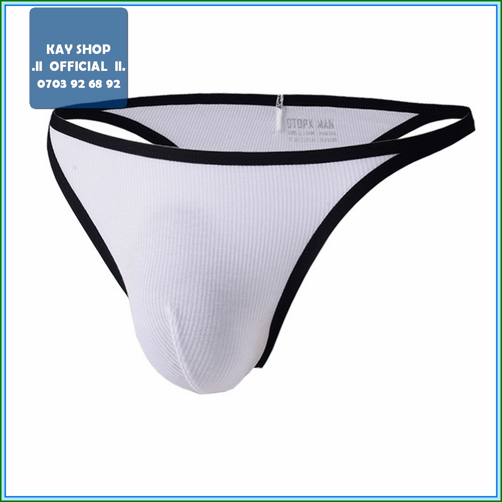 Quần lót lọt khe sexy nam GTOP XMAN thun Modal vân sọc sọc viền độc lạ - Quần sịp nam khoe mông căng tròn gợi cảm