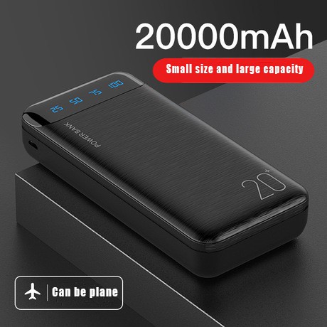 Sạc Dự Phòng 20000mAh Cổng USB Kép Thiết Kế Nhỏ Gọn Tiện Lợi Cho Xiaomi Samsung iPhone Với Cáp Dữ Liệu