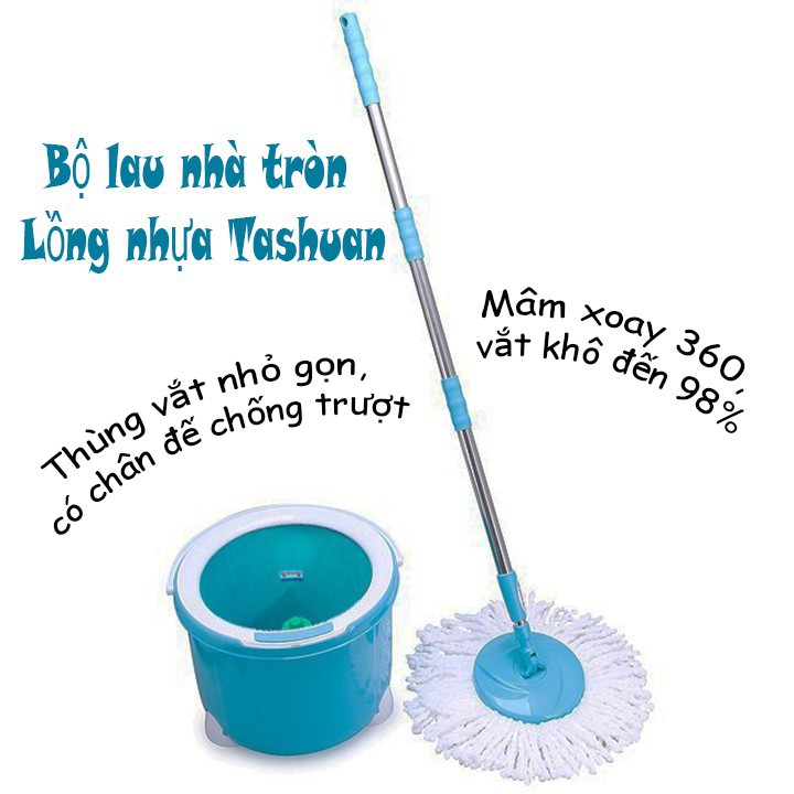 Bộ Cây Lau Nhà Tròn Lồng Nhựa Tashuan TS-5164