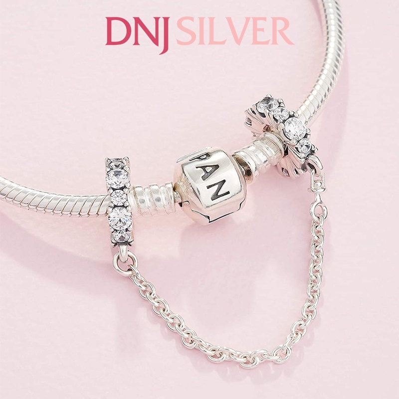 Charm bạc 925 cao cấp, hàng chuẩn bạc - Charm Clear Sparkle Safety Chain thích hợp để mix vòng tay charm - DN256