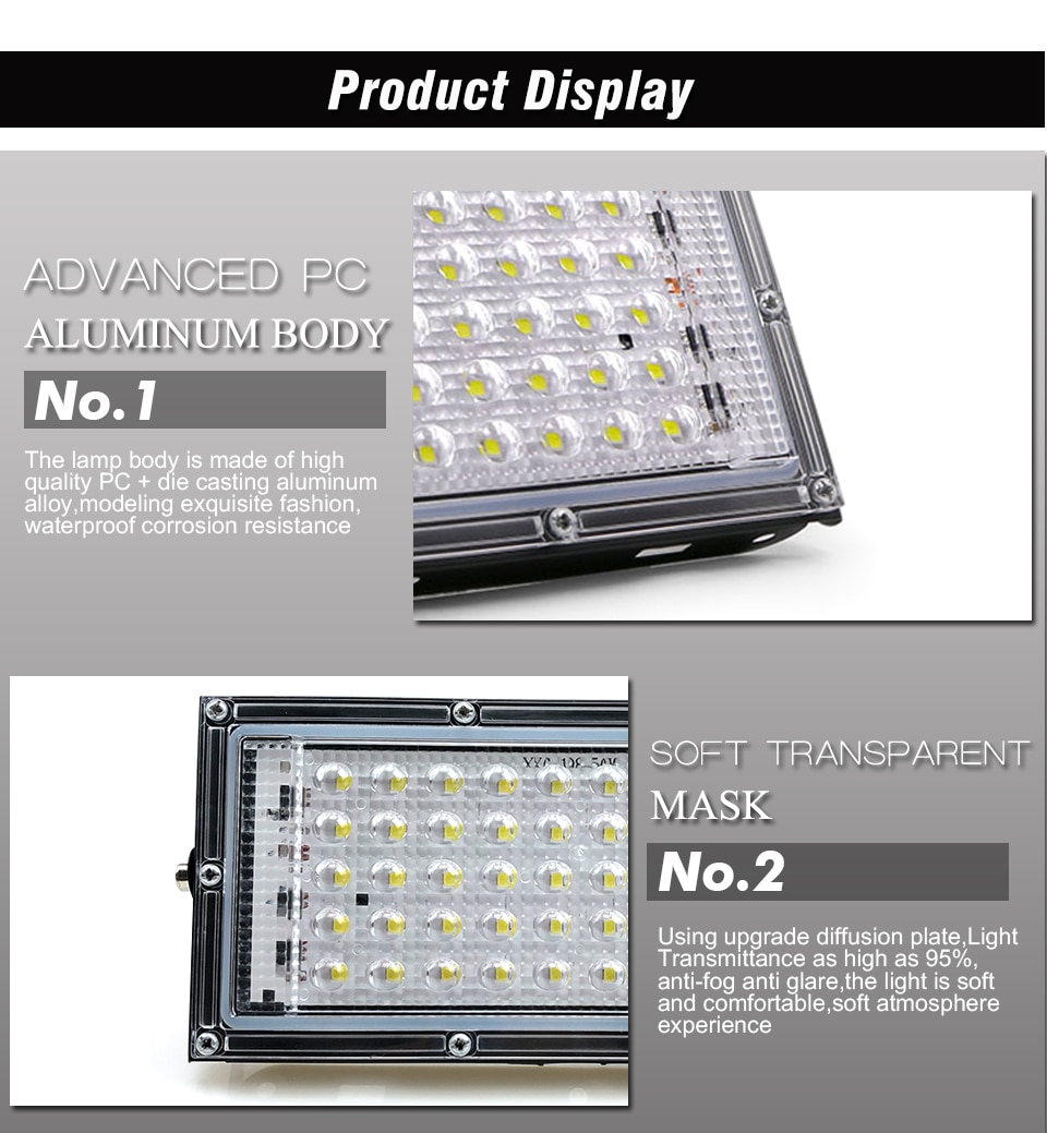 Chống thấm nước và không thấm nước IP65 loạt Đèn LED 50w AC 220v 240v Đèn LED chiếu điểm phản xạ ánh sáng đèn sân vườn ngoài trời