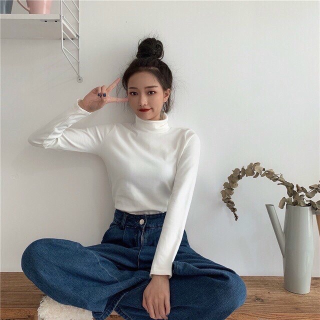 ÁO GIỮ NHIỆT NỮ CỔ 3P CHẤT VẢI COTTON LÓT NỈ MỀM MỊN 2021