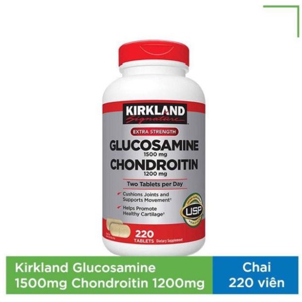 Thực Phẩm Bảo Vệ Sức Khỏe hỗ trợ xương khớp Kirkland Glucosamine 1500mg Chondroitin 1200mg 220 Viên
