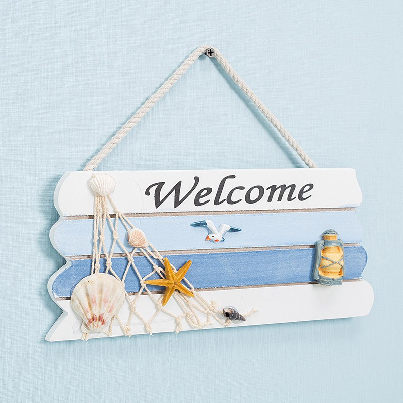 Biển chào Welcome 27cm hình đèn dầu - Decor đồ trang trí theo phong cách biển Địa Trung Hải