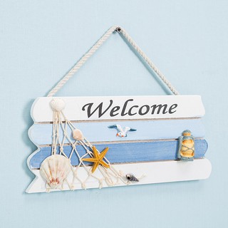 Biển chào Welcome 27cm hình đèn dầu - Decor đồ trang trí theo phong cách biển Địa Trung Hải
