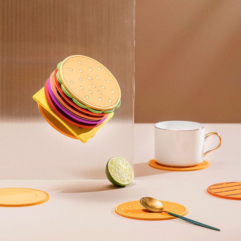 Set 8 Tấm Lót Bàn Ăn Bằng PVC Chống Trượt Hình Hamburger Dễ Vệ Sinh Tiện Dụng